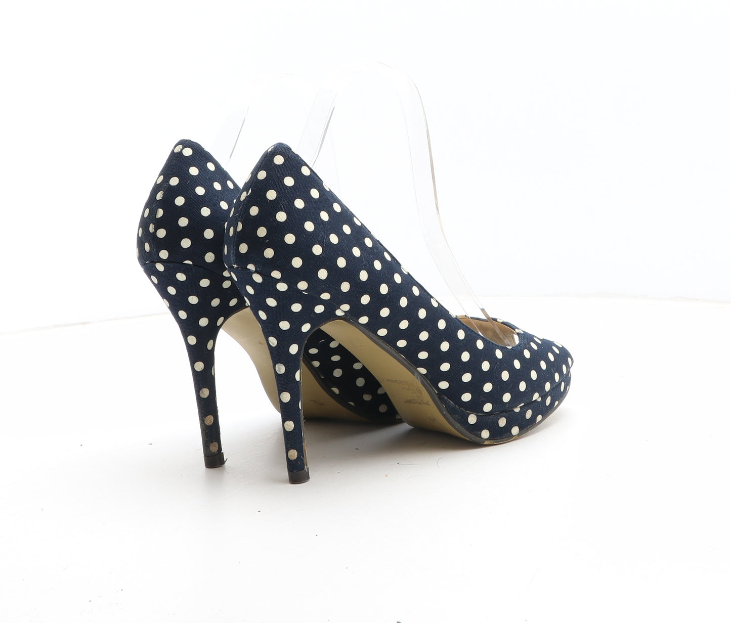 Emilio Luca Womens Blue Polka Dot Synthetic Court Heel UK