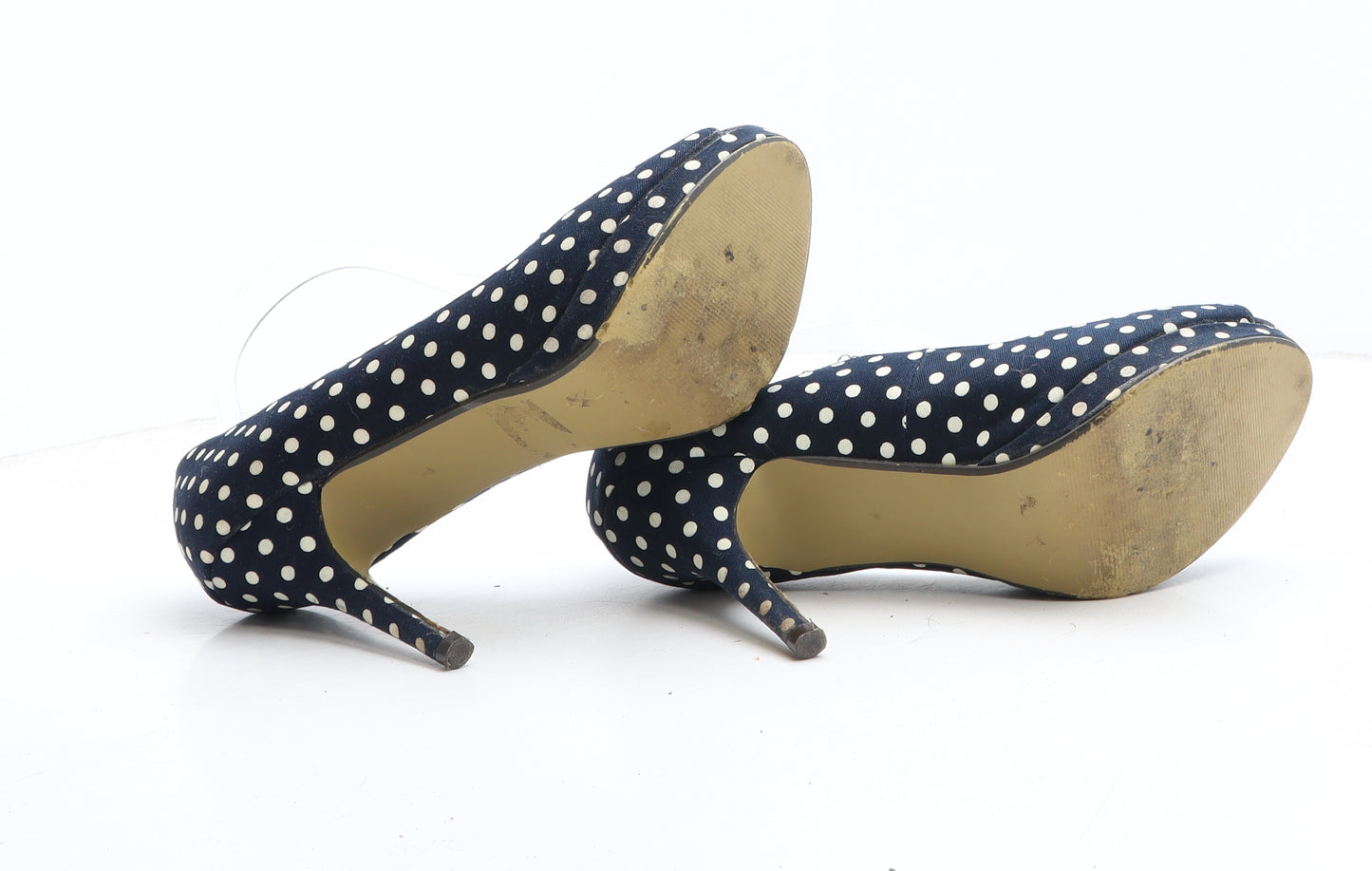Emilio Luca Womens Blue Polka Dot Synthetic Court Heel UK