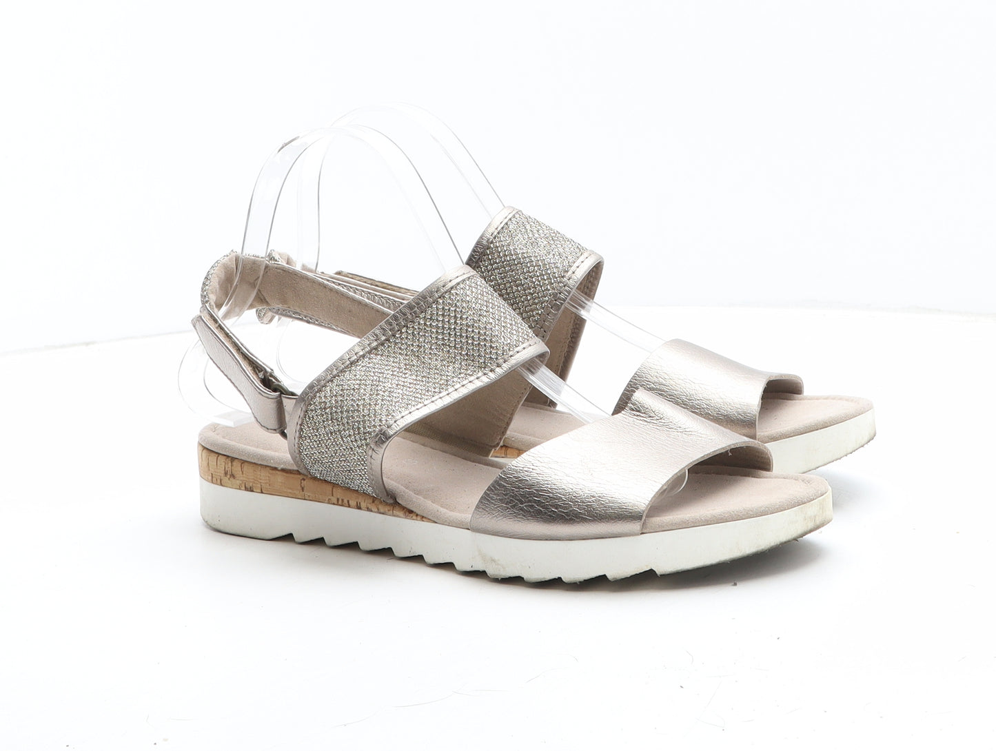 Gabor Womens Silver Synthetic Strappy Sandal UK