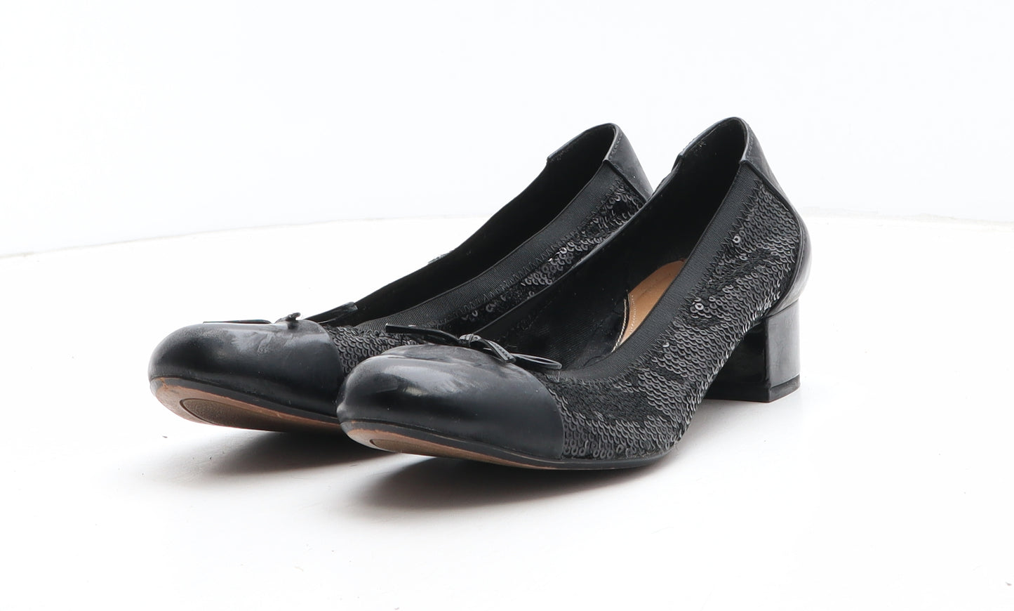 Clarks Womens Black Synthetic Court Heel UK