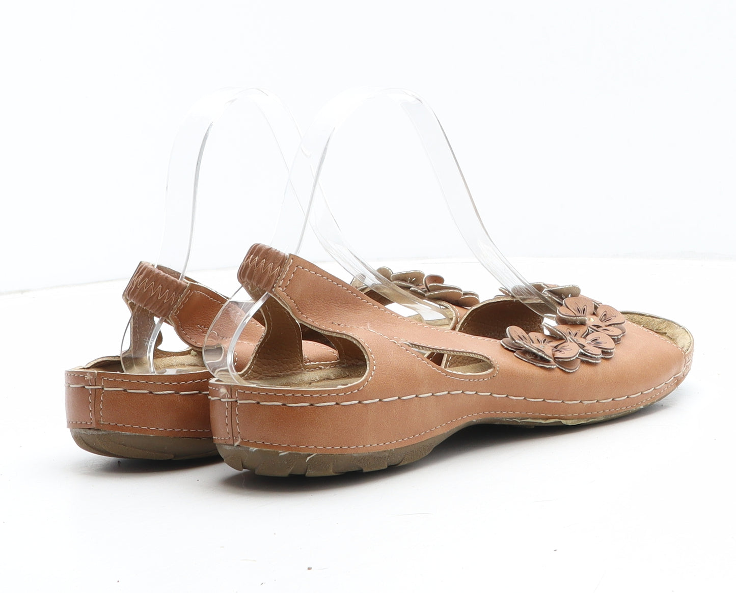 Pavers Womens Brown Floral Leather Slingback Sandal UK