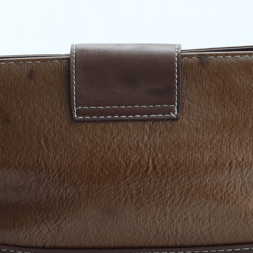 Preworn Womens Brown Polyurethane Top Handle Bag Size Small