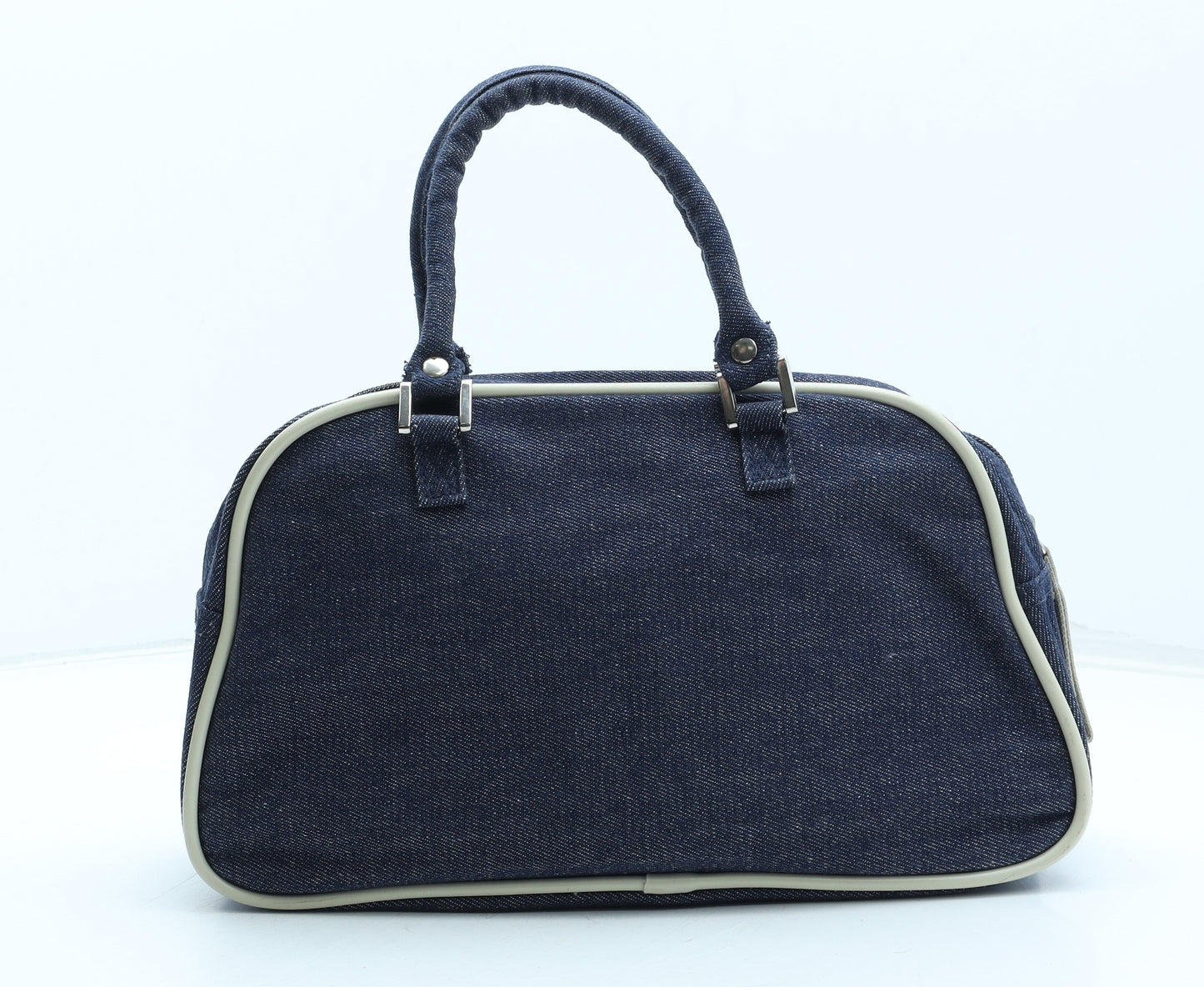 Preworn Womens Blue Striped Polyester Top Handle Bag Size Small