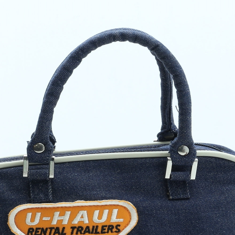 Preworn Womens Blue Striped Polyester Top Handle Bag Size Small