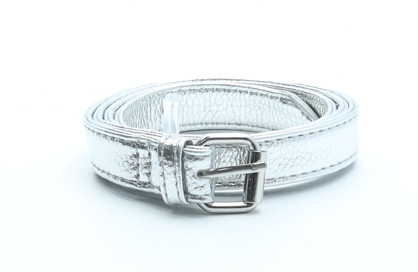 Preworn Womens Silver Solid Polyurethane Dress Belt Belt One Size
