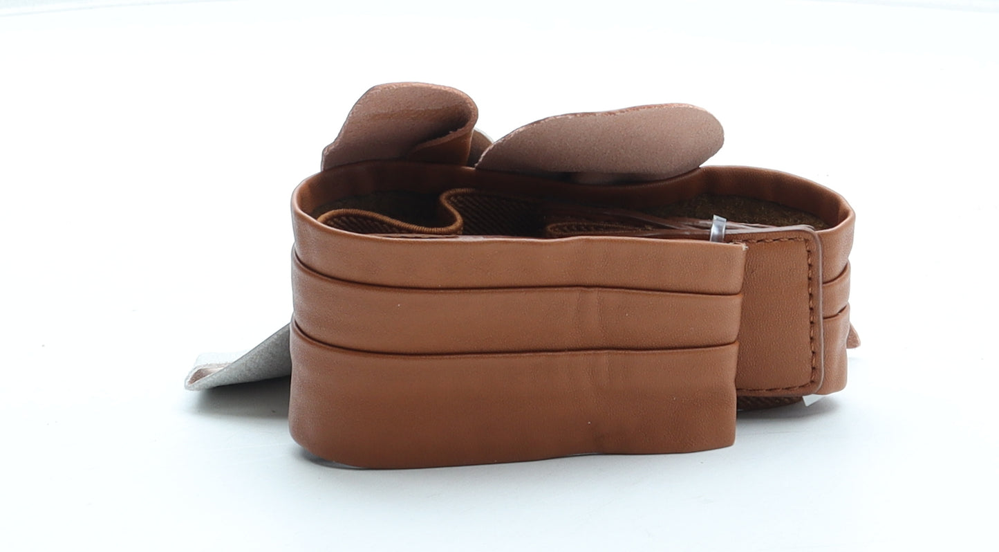 River Island Womens Brown Solid Leather Waist Belt Belt Size M