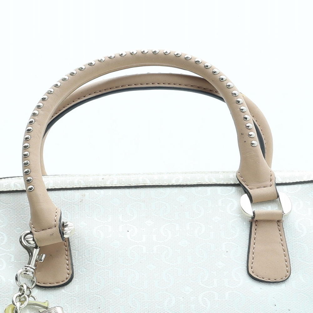 GUESS Womens White Polyurethane Top Handle Bag Size Medium