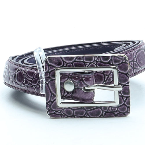 Preworn Womens Purple Solid Polyurethane Fashion Belt Belt One Size - Croc Texture