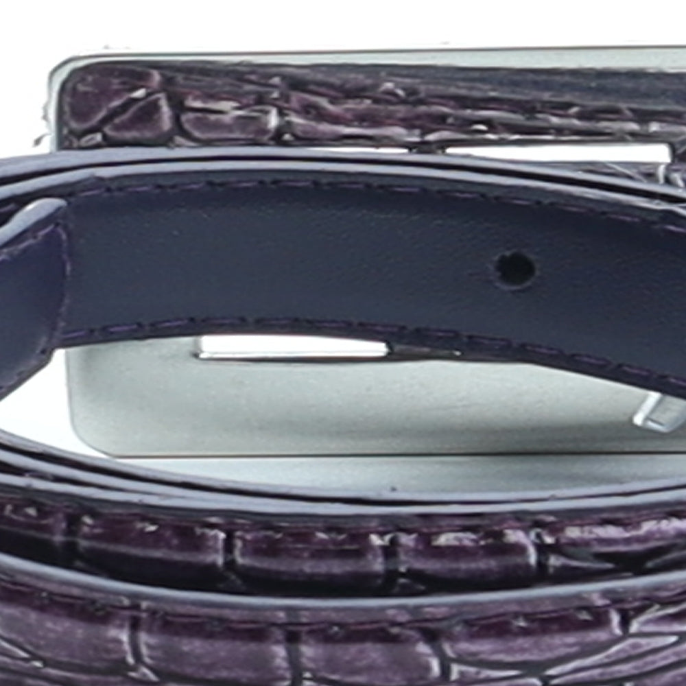 Preworn Womens Purple Solid Polyurethane Fashion Belt Belt One Size - Croc Texture