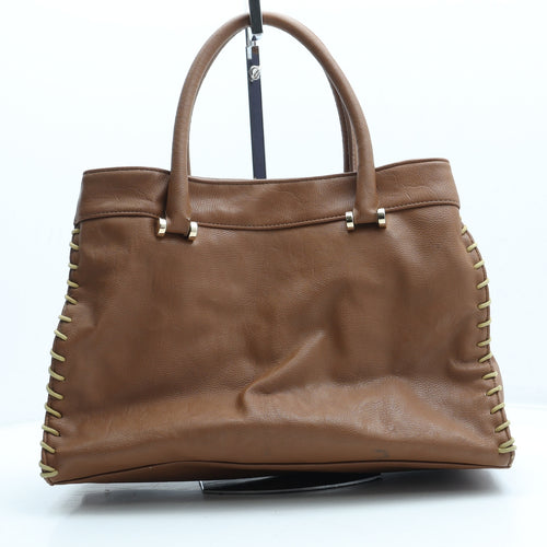 Preworn Womens Brown Polyurethane Top Handle Bag Size Medium