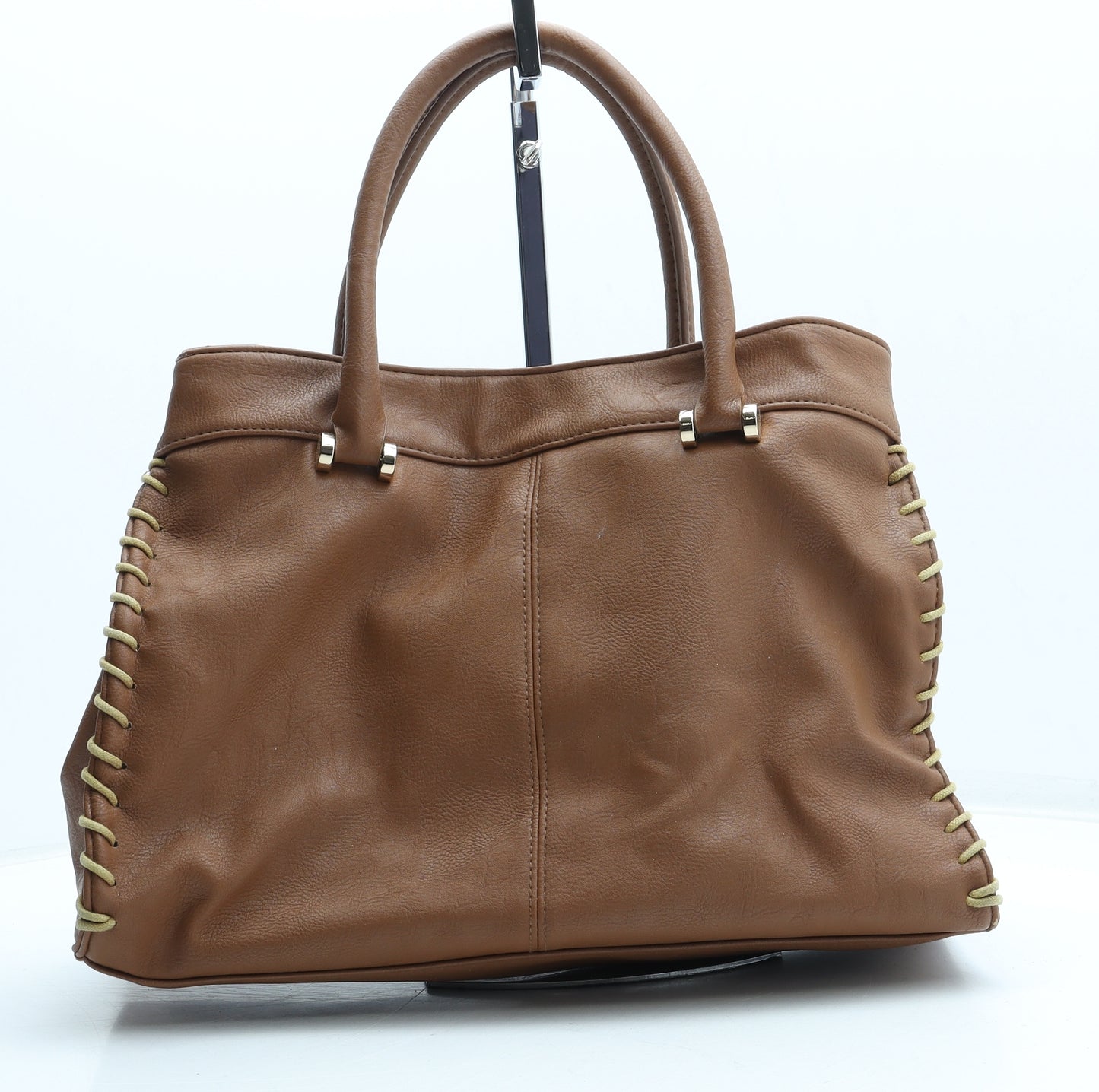 Preworn Womens Brown Polyurethane Top Handle Bag Size Medium