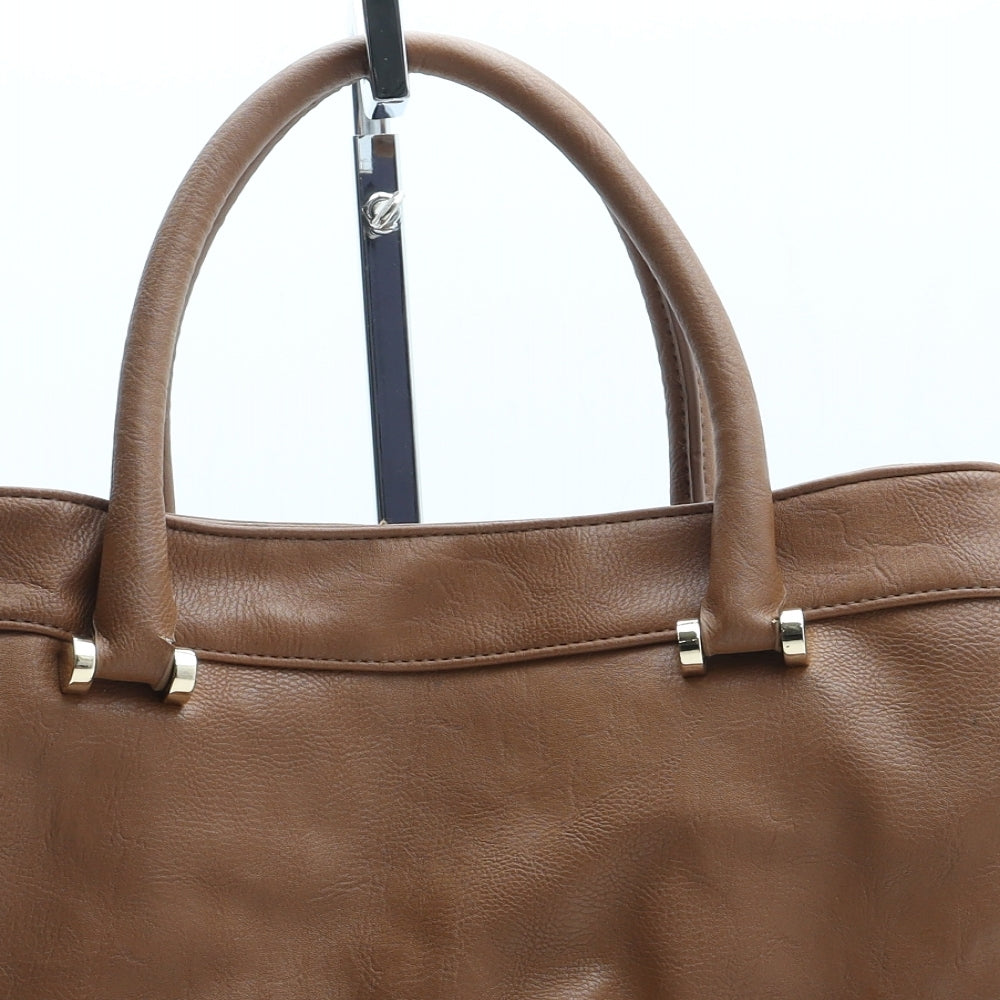 Preworn Womens Brown Polyurethane Top Handle Bag Size Medium
