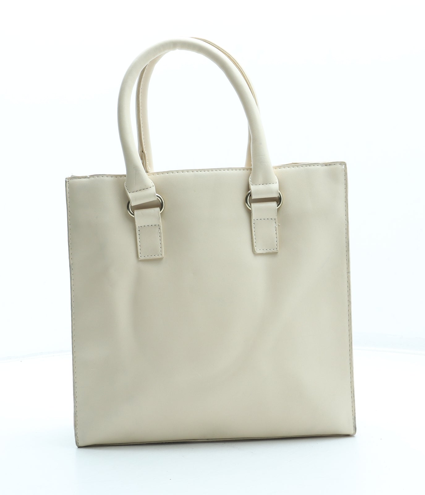 Atmosphere Womens Beige Polyurethane Top Handle Bag Size Small