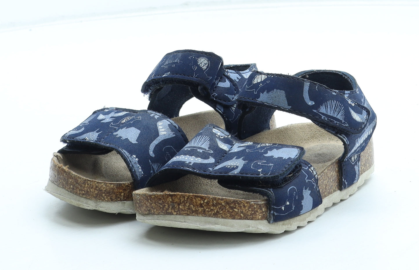 F&F Boys Blue Geometric Leather Fisherman Sandal UK 7 - Dinosaur Pattern