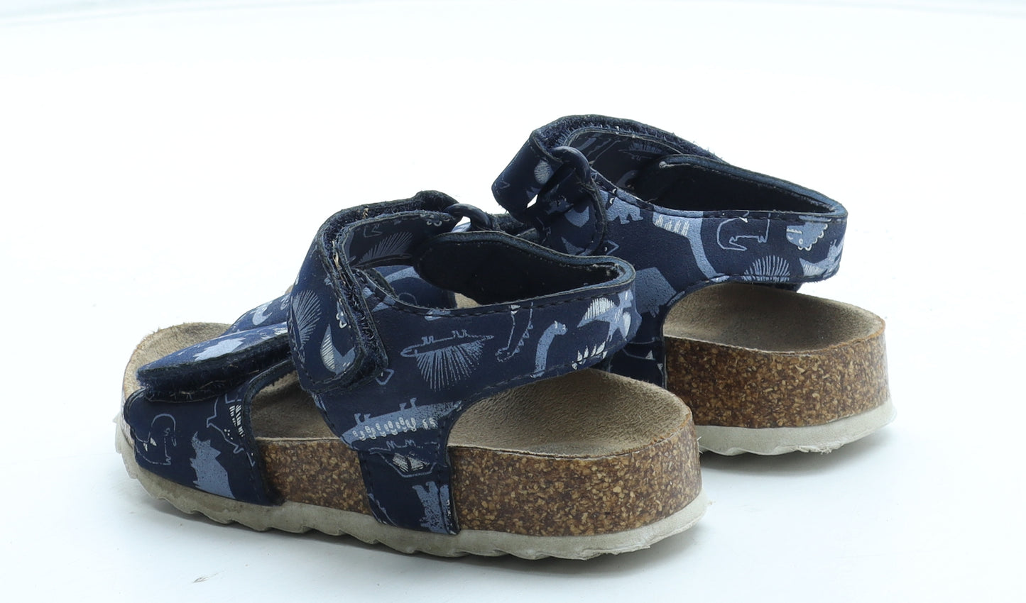 F&F Boys Blue Geometric Leather Fisherman Sandal UK 7 - Dinosaur Pattern