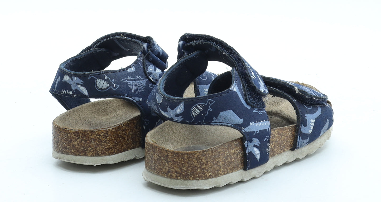 F&F Boys Blue Geometric Leather Fisherman Sandal UK 7 - Dinosaur Pattern