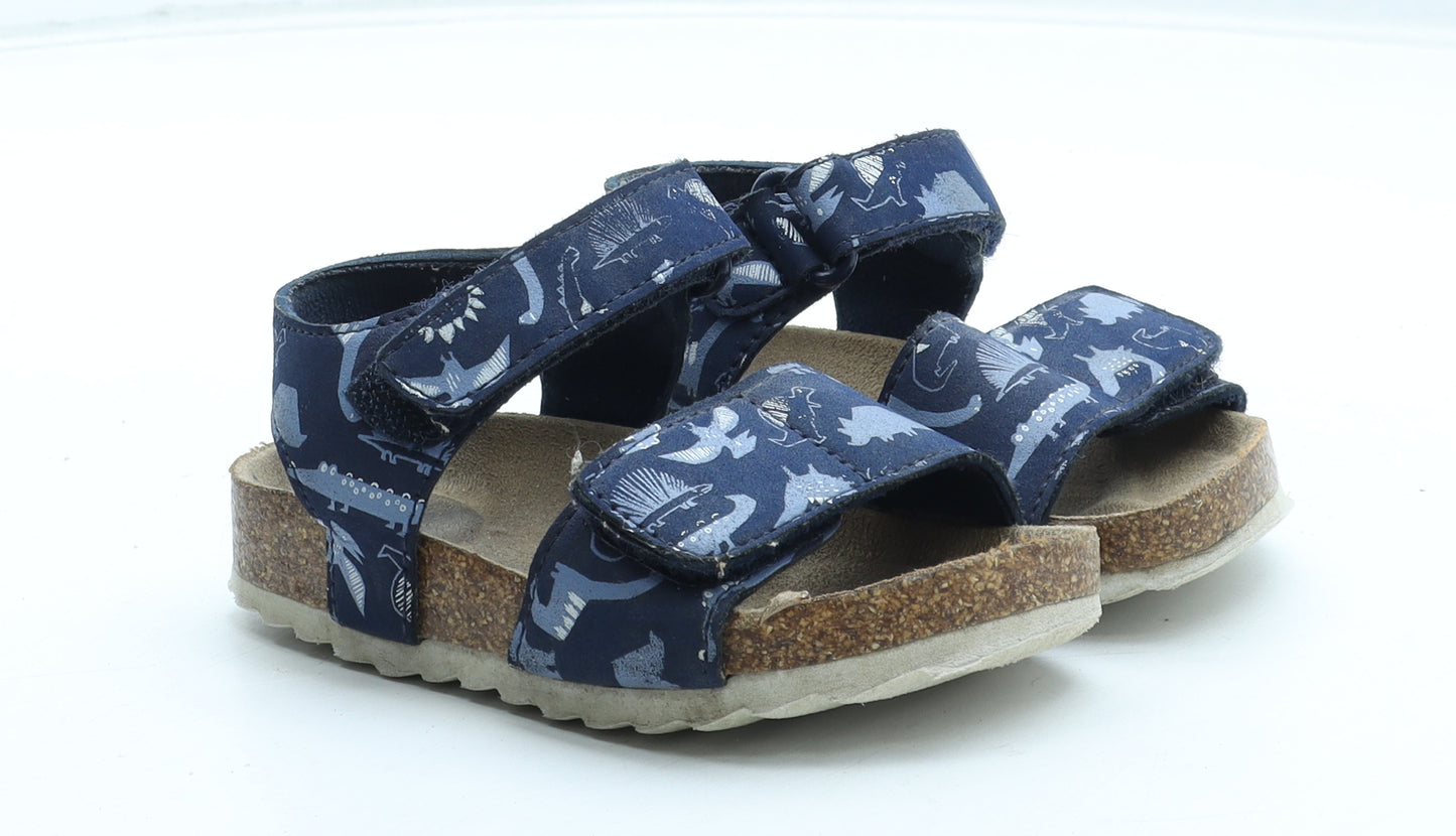 F&F Boys Blue Geometric Leather Fisherman Sandal UK 7 - Dinosaur Pattern