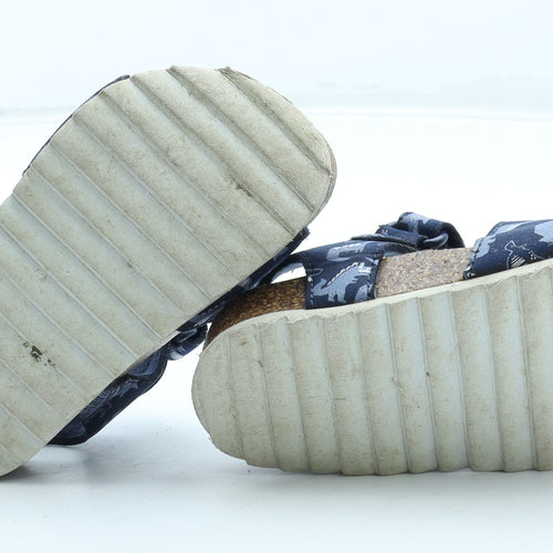 F&F Boys Blue Geometric Leather Fisherman Sandal UK 7 - Dinosaur Pattern