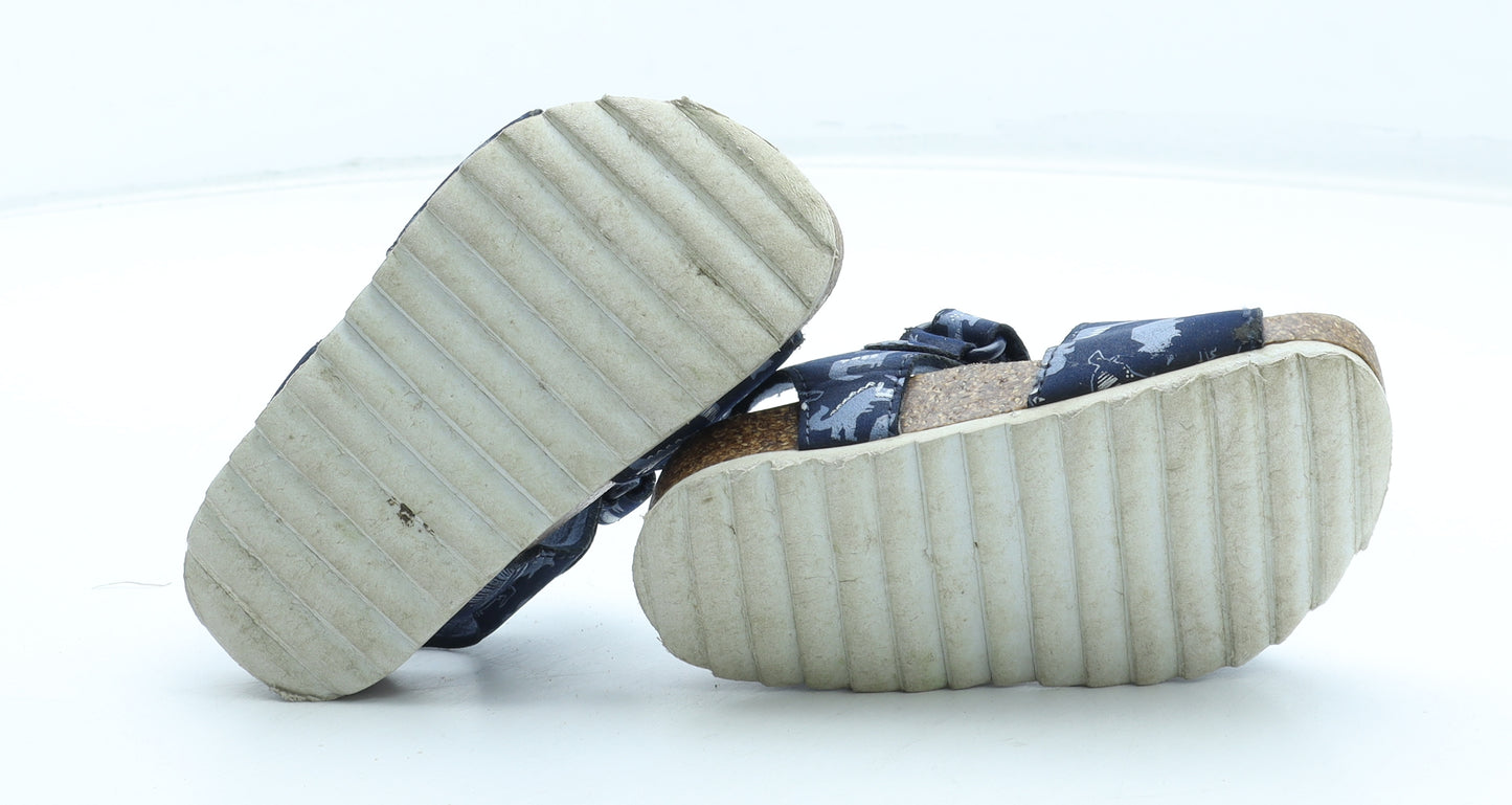 F&F Boys Blue Geometric Leather Fisherman Sandal UK 7 - Dinosaur Pattern