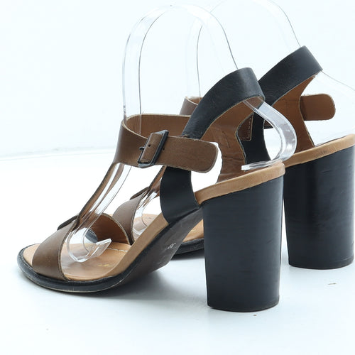 Dune Womens Brown Colourblock Leather Slingback Heel UK