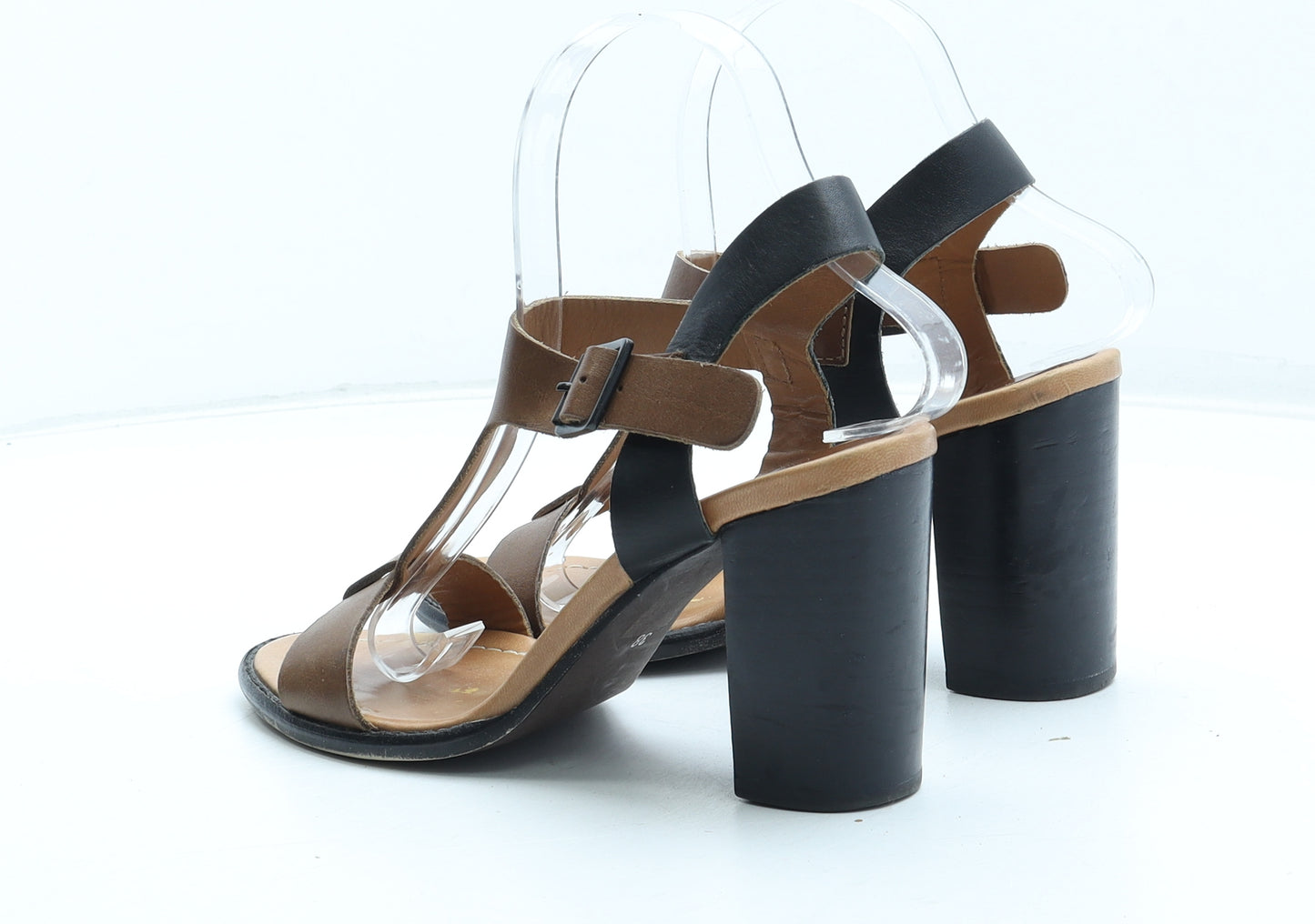 Dune Womens Brown Colourblock Leather Slingback Heel UK