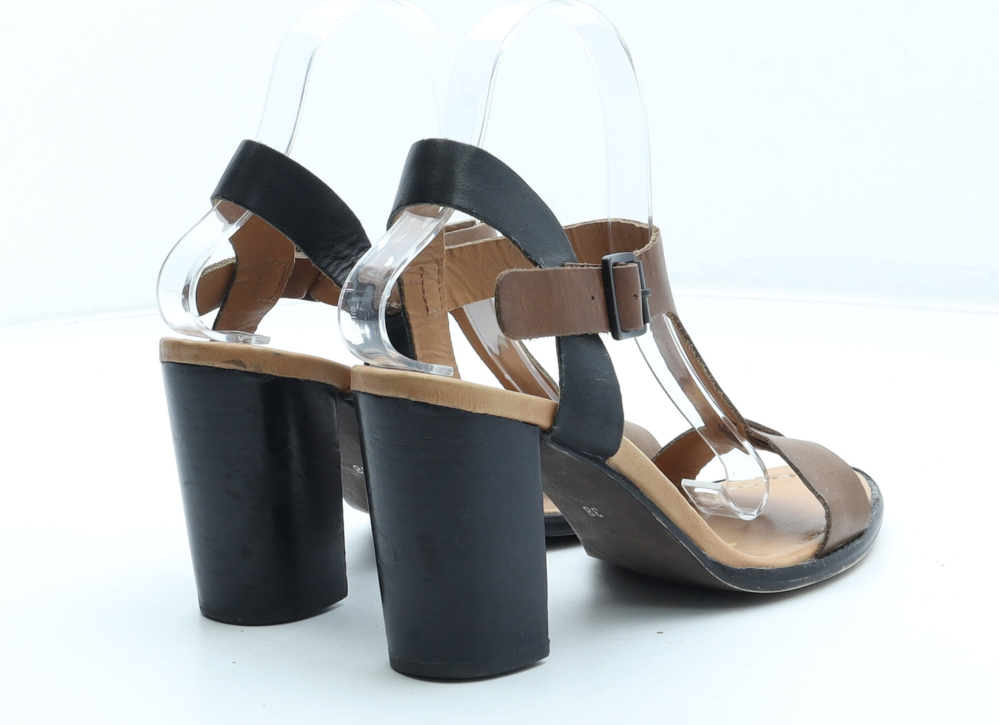 Dune Womens Brown Colourblock Leather Slingback Heel UK