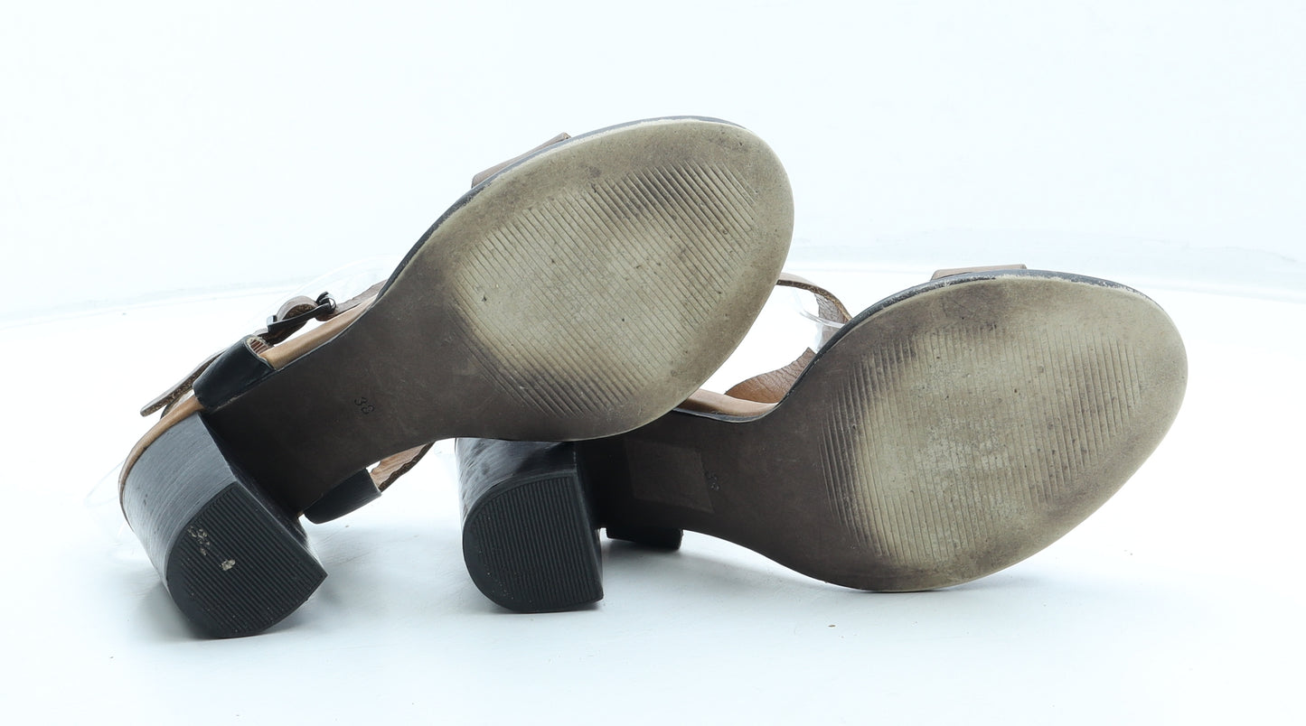 Dune Womens Brown Colourblock Leather Slingback Heel UK