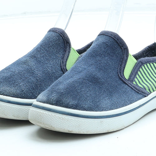 Preworn Boys Blue Striped Polyester Trainer UK 9.5 25