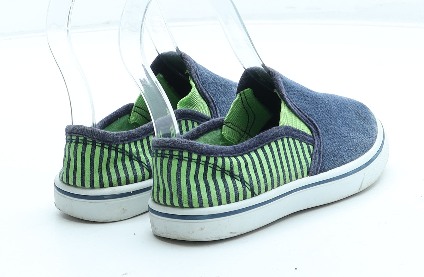 Preworn Boys Blue Striped Polyester Trainer UK 9.5 25