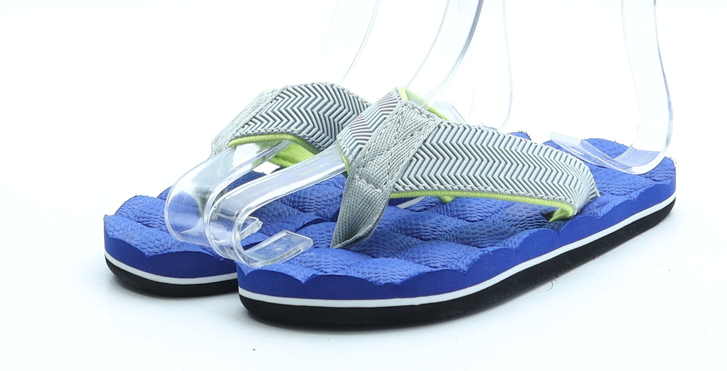 Preworn Boys Blue Geometric Rubber Flip-Flop Sandal UK 11