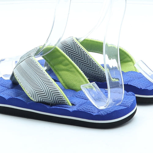 Preworn Boys Blue Geometric Rubber Flip-Flop Sandal UK 11