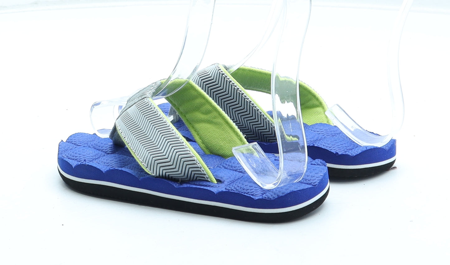 Preworn Boys Blue Geometric Rubber Flip-Flop Sandal UK 11