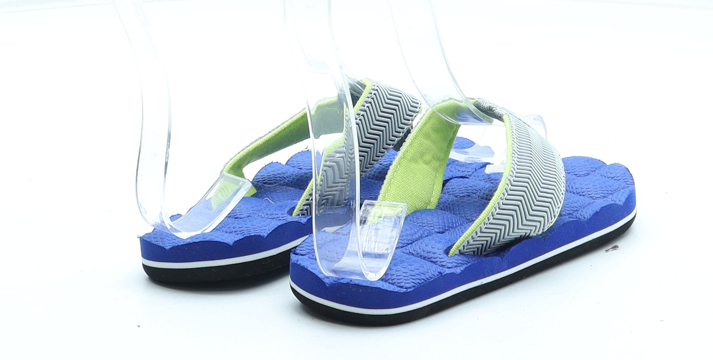 Preworn Boys Blue Geometric Rubber Flip-Flop Sandal UK 11