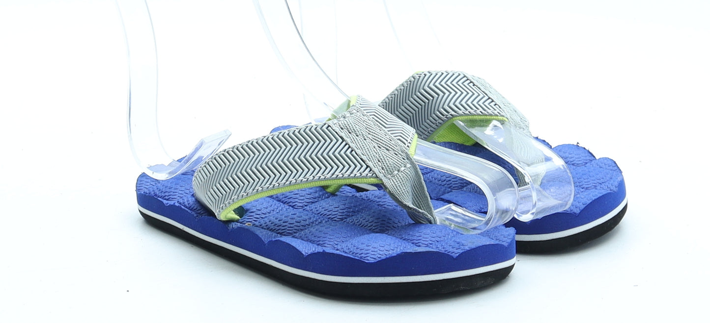 Preworn Boys Blue Geometric Rubber Flip-Flop Sandal UK 11