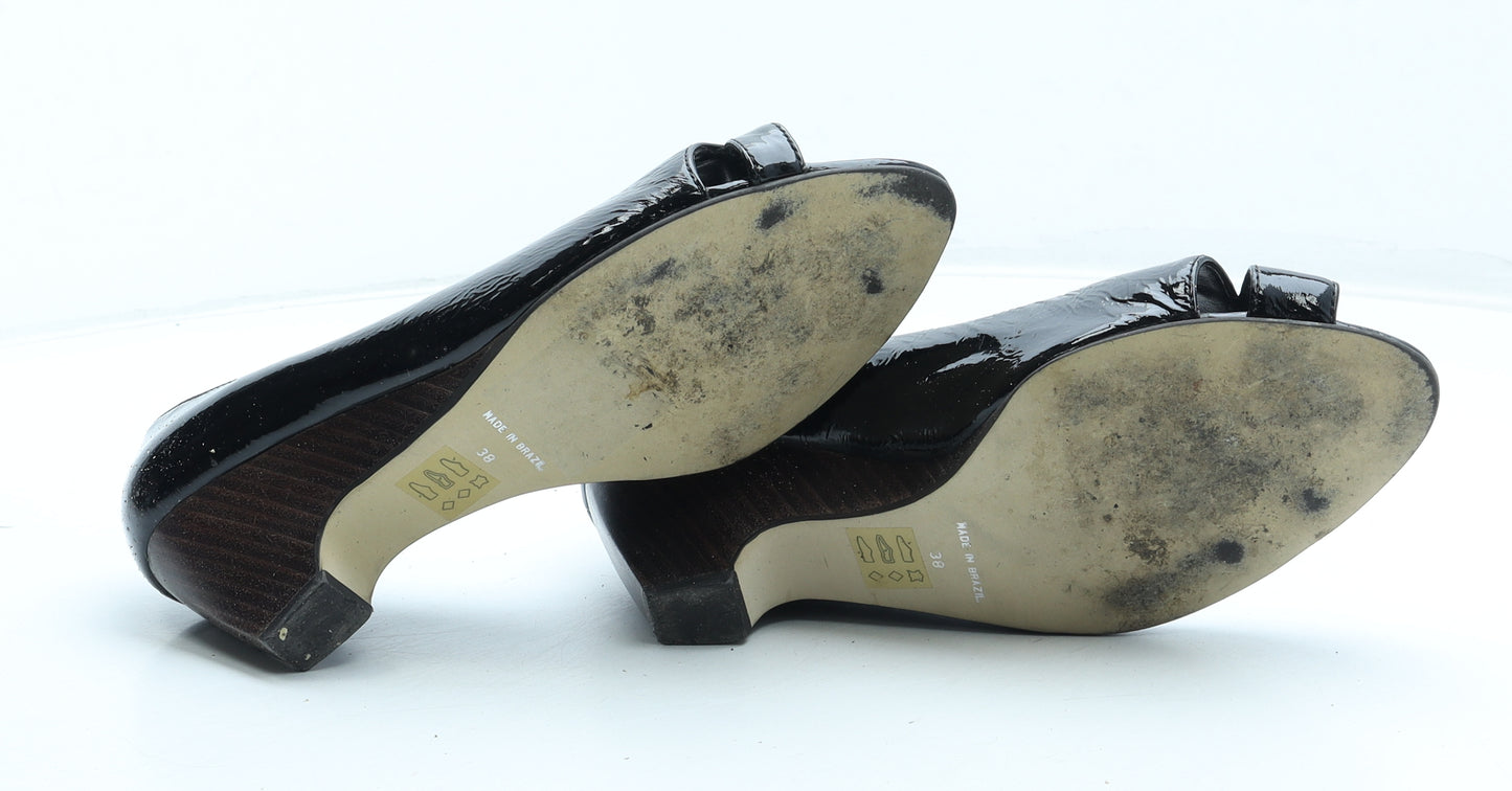 Topshop Womens Black Leather Court Heel UK