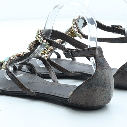 River Island Womens Brown Synthetic Strappy Sandal UK