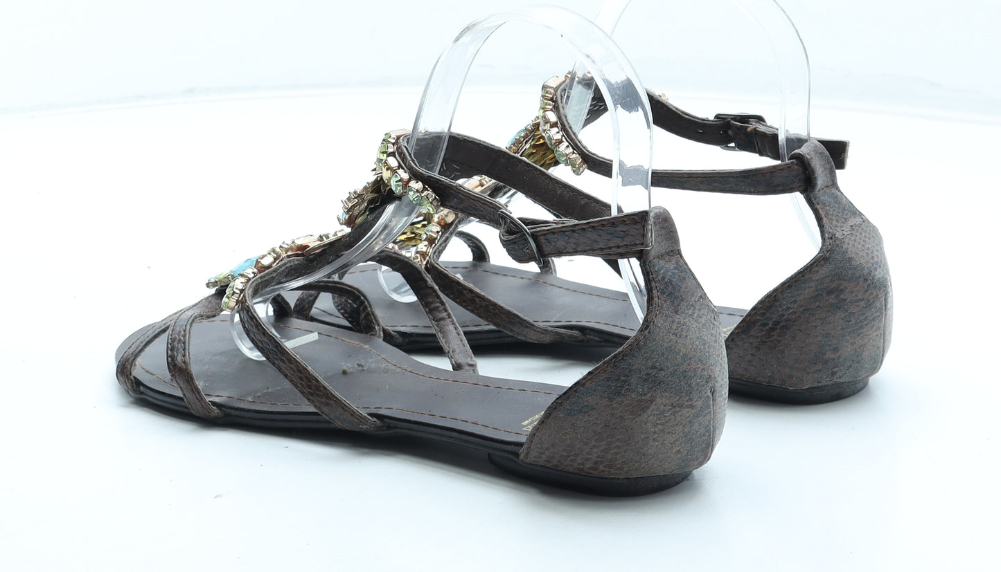 River Island Womens Brown Synthetic Strappy Sandal UK