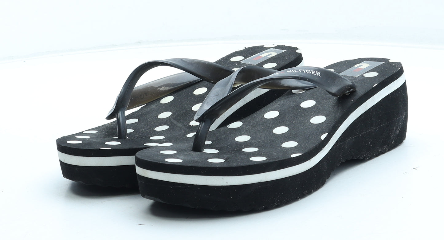 Tommy Hilfiger Womens Black Polka Dot Rubber Thong Sandal UK - Estimated UK Size 7