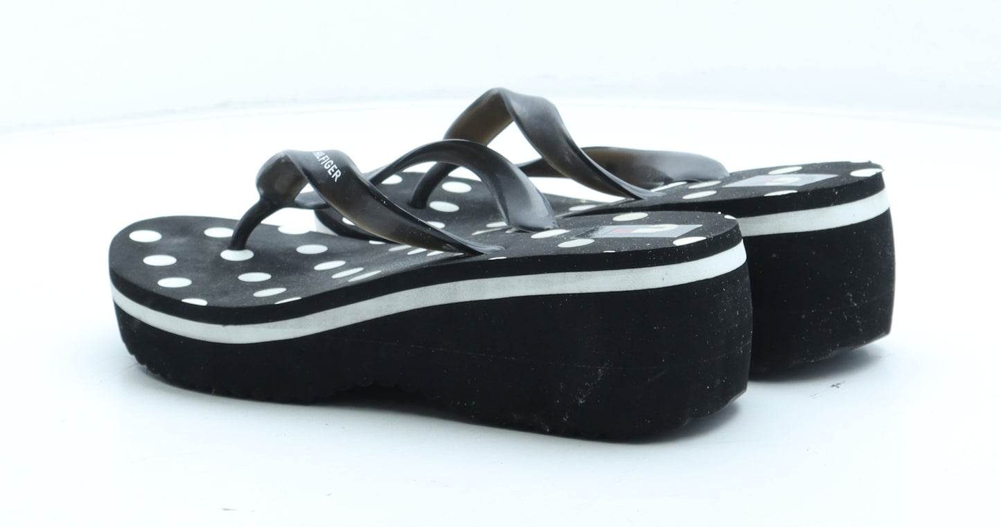 Tommy Hilfiger Womens Black Polka Dot Rubber Thong Sandal UK - Estimated UK Size 7