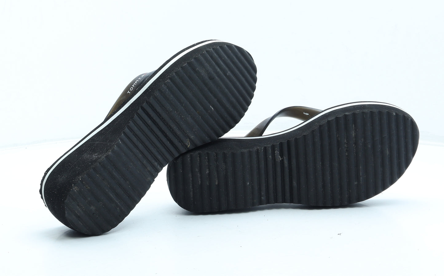 Tommy Hilfiger Womens Black Polka Dot Rubber Thong Sandal UK - Estimated UK Size 7