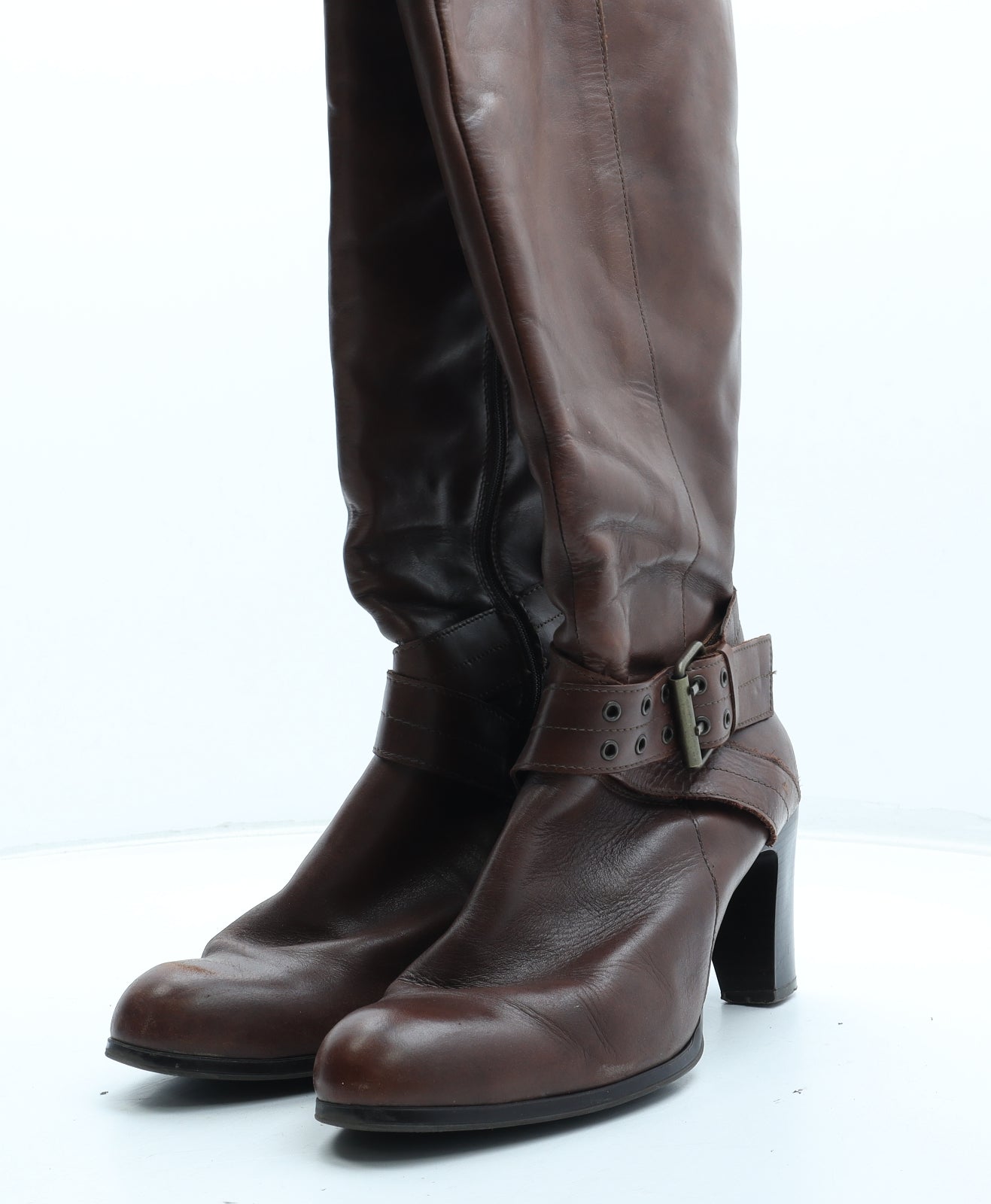 Preworn Womens Brown Leather Bootie Boot UK
