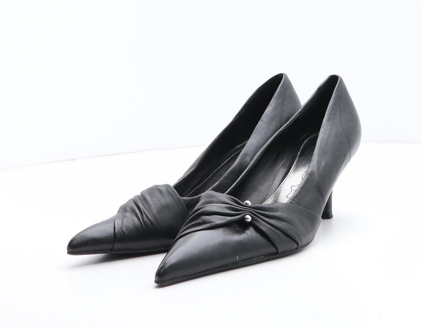New Look Womens Black Leather Court Heel UK