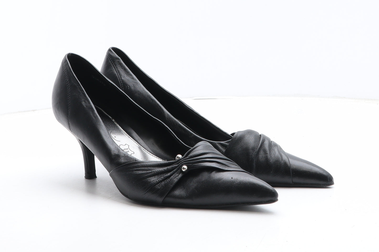 New Look Womens Black Leather Court Heel UK