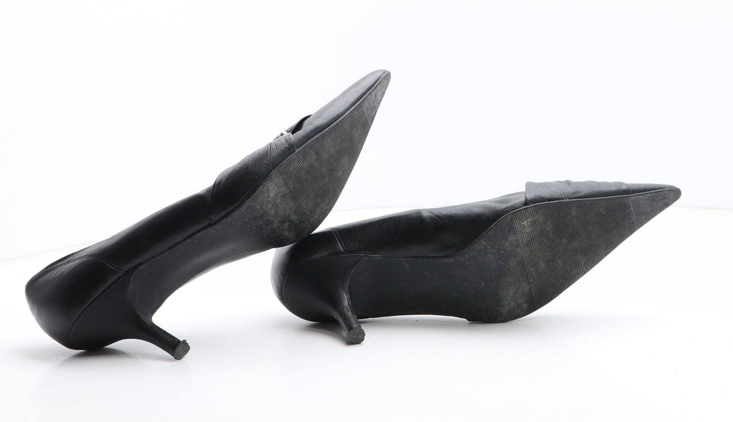 New Look Womens Black Leather Court Heel UK