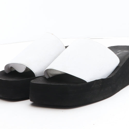 Primark Womens White Synthetic Slip On Sandal UK
