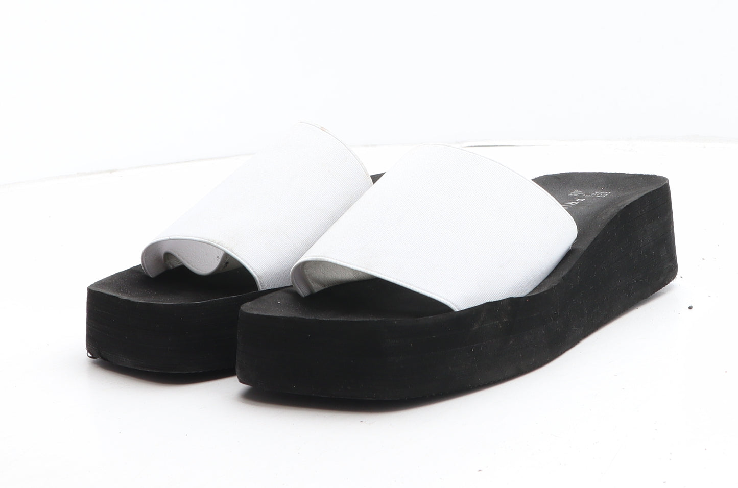 Primark Womens White Synthetic Slip On Sandal UK