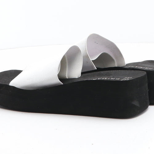 Primark Womens White Synthetic Slip On Sandal UK
