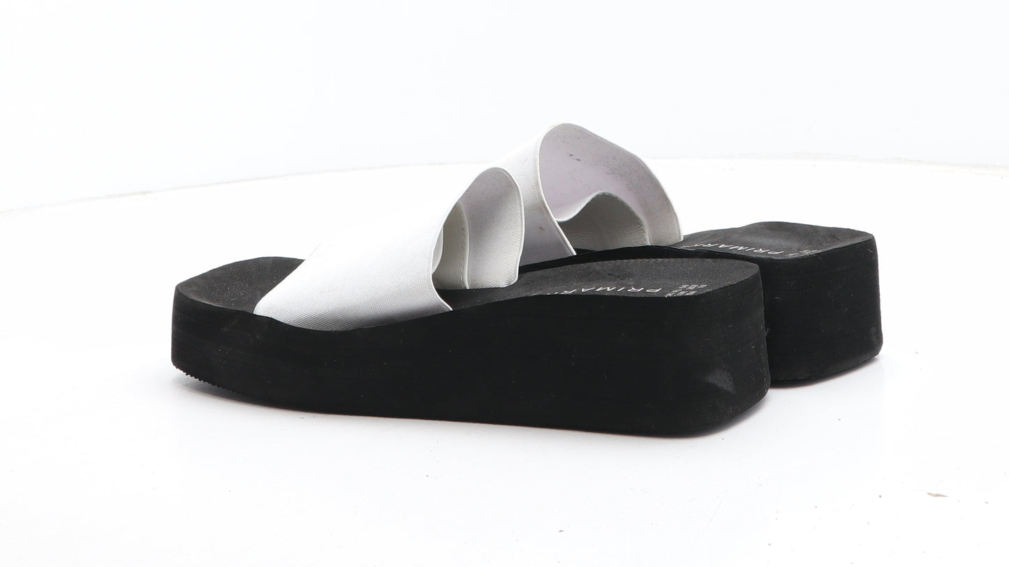 Primark Womens White Synthetic Slip On Sandal UK