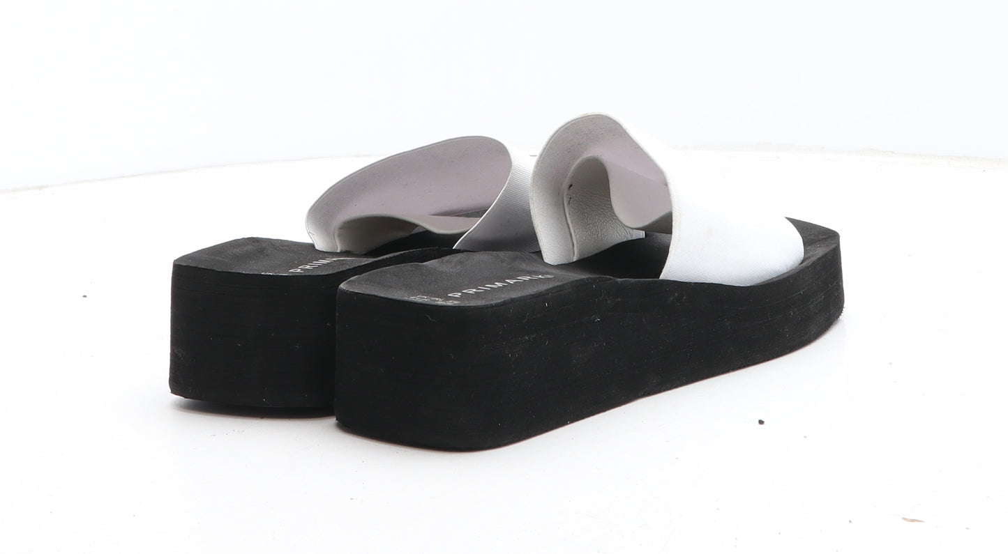 Primark Womens White Synthetic Slip On Sandal UK