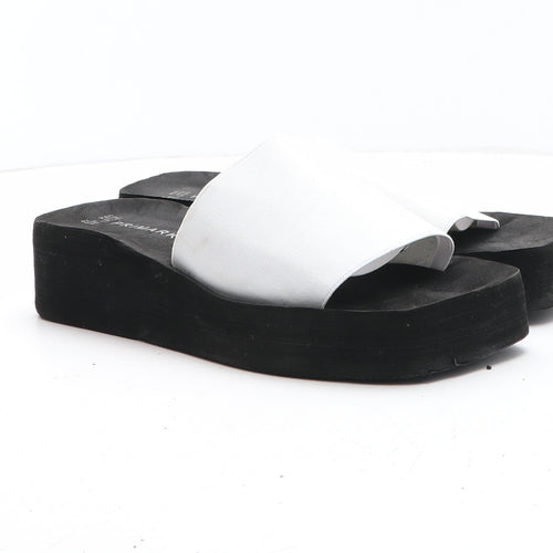 Primark Womens White Synthetic Slip On Sandal UK